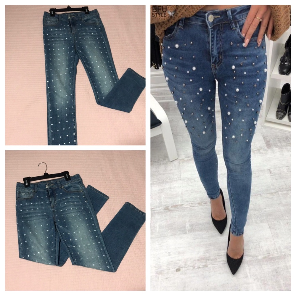 Guess high waisted glitter jeans